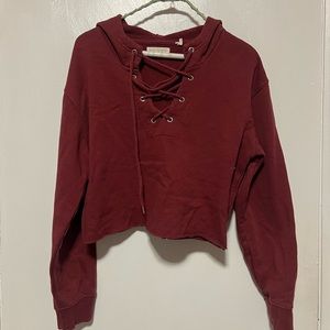 Lace up cropped hoodie